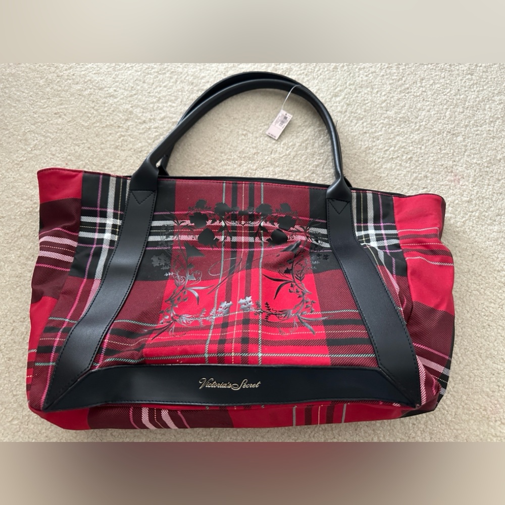 Victoria's Secret Red and Black Tartan Tote
